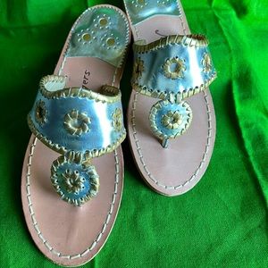 Jack Rogers all Leather Silver & Gold Sandals